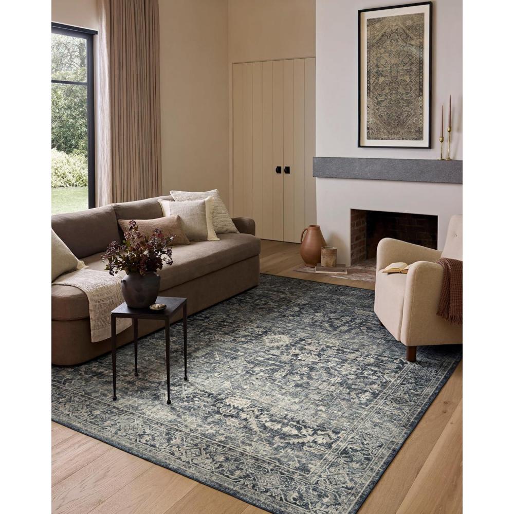 imageLoloi Amber Lewis Josie Collection JOS02 EarthNatural 60quot x 90quot 13quot Pile Height Low Profile Machine Washable Area RugOcean Natural