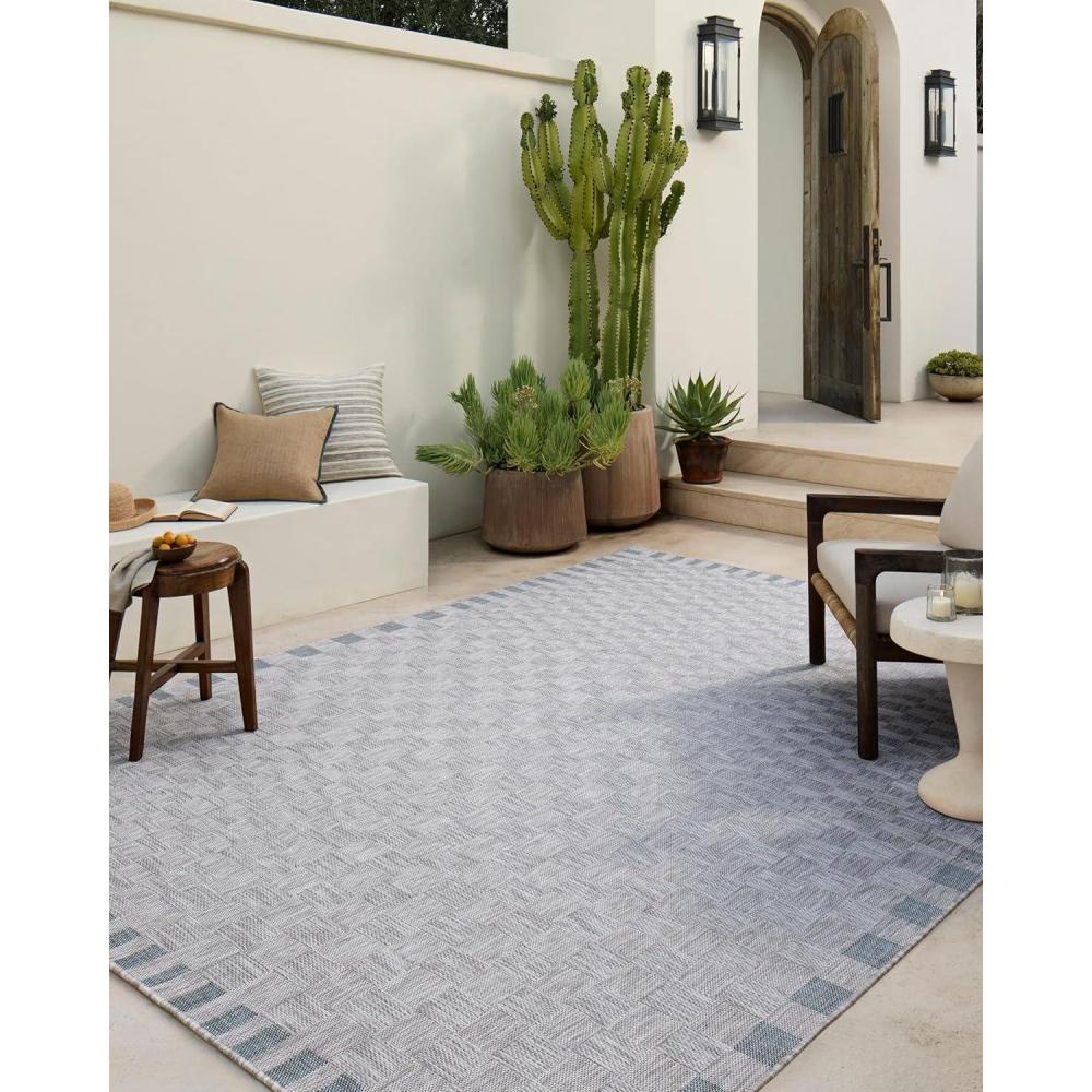 imageLoloi Amber Lewis Topanga Collection TOP01 NaturalBone 710quot x 10 IndoorOutdoor Area RugSilver Blue
