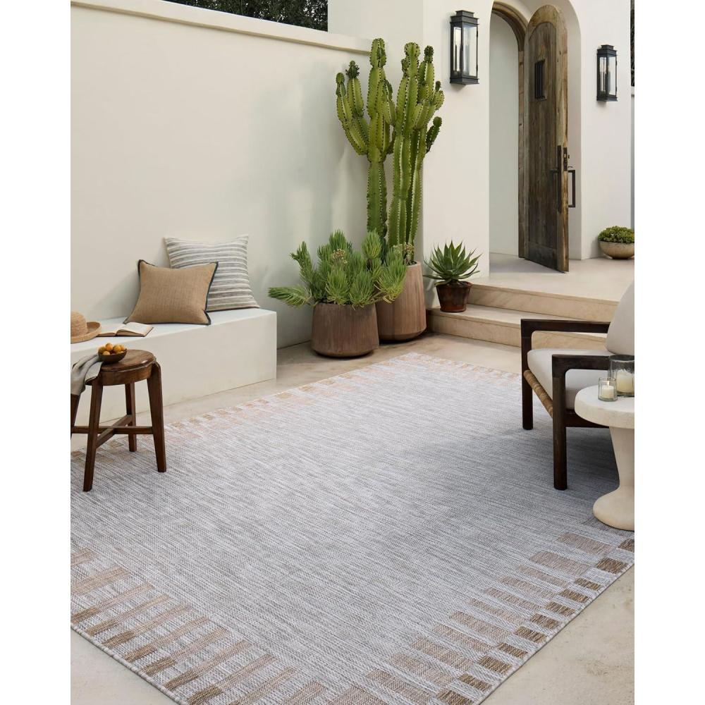 imageLoloi Amber Lewis Topanga Collection TOP01 NaturalBone 710quot x 10 IndoorOutdoor Area RugSilver  Natural