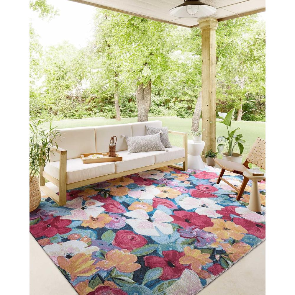 imageLoloi Botanical Collection BOT05 Multi 25quot x 311quot IndoorOutdoor Accent RugNavy  Multi