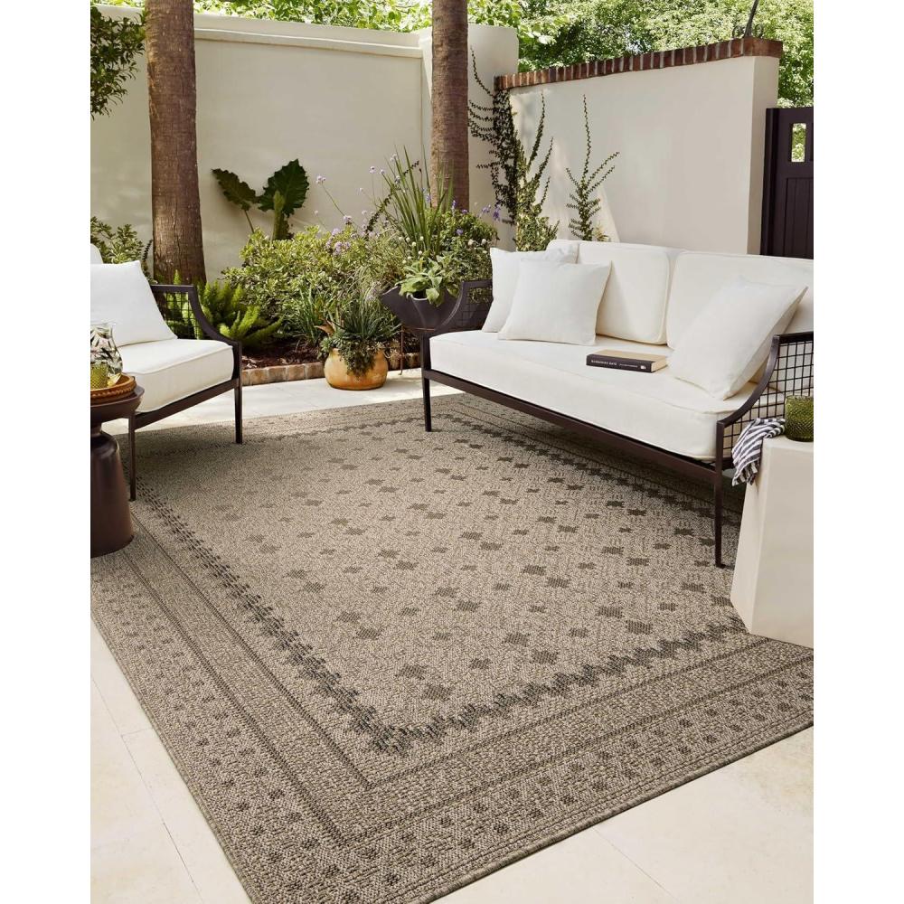 imageLoloi Chris Loves Julia Providence Collection PRC06 CharcoalDove 23quot x 39quot 12quot Pile Height IndoorOutdoor Runner RugCharcoal  Dove