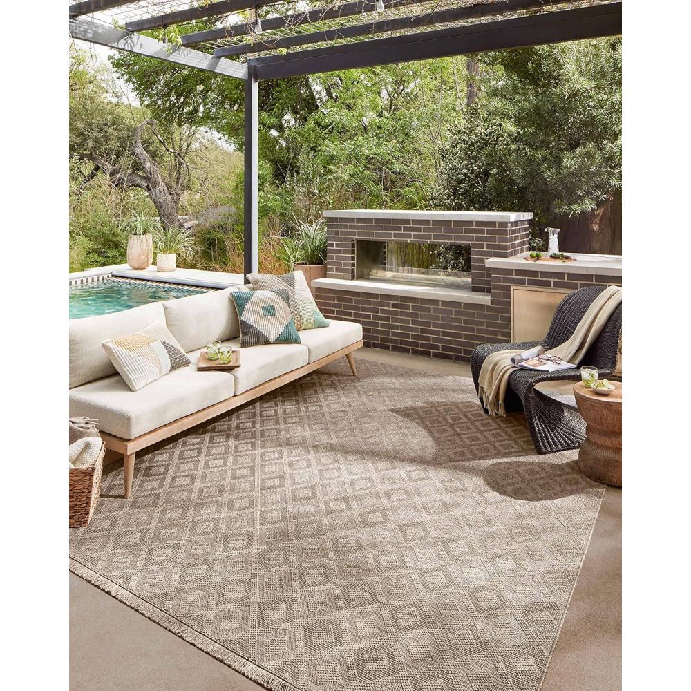 imageLoloi Dawn Collection IndoorOutdoor DAW04 Coffee 23quot x 77quot Runner RugLight Brown
