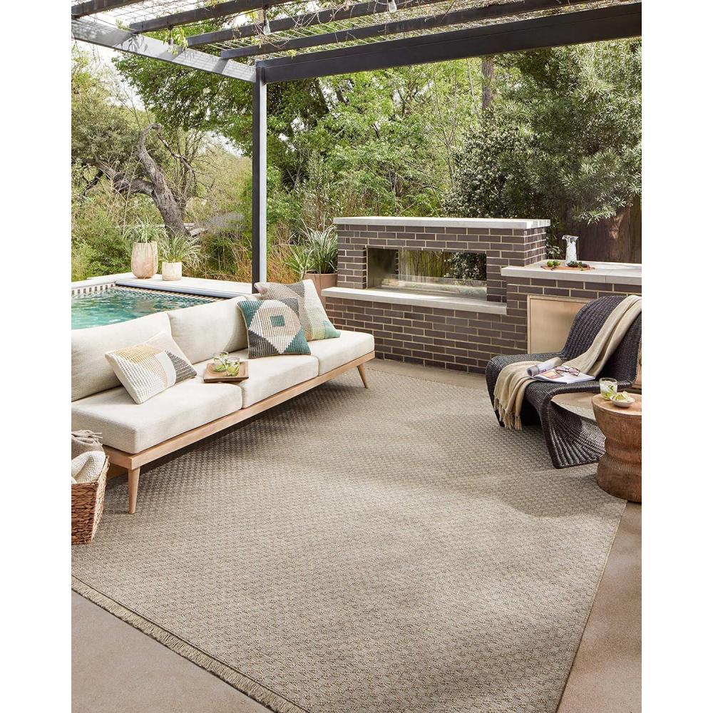 imageLoloi Dawn Collection IndoorOutdoor DAW04 Coffee 23quot x 77quot Runner RugTan