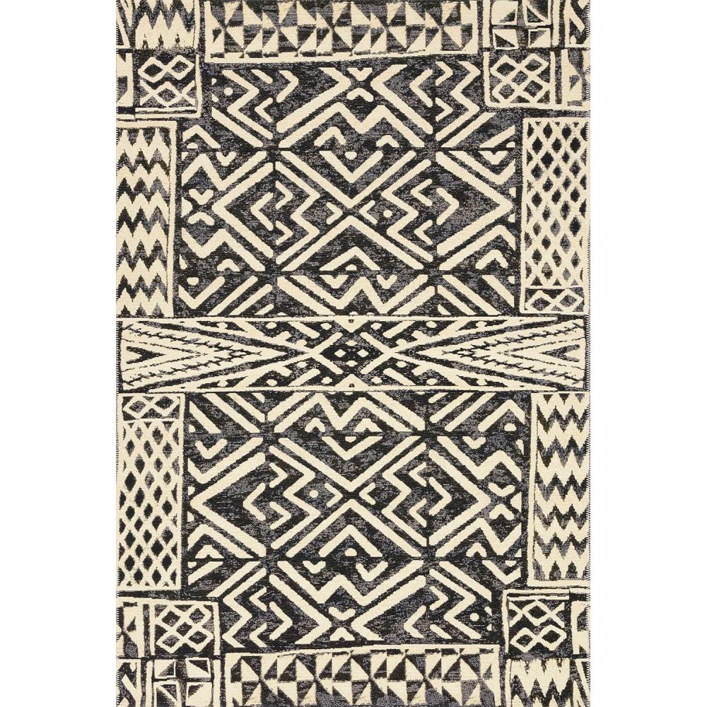 imageLoloi Mika Collection MIK08 BlueIvory IndoorOutdoor Area Rug 25quot x 4Ivory  Black
