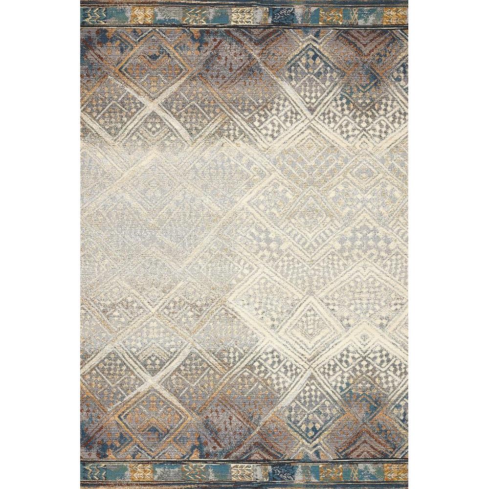 imageLoloi Mika Collection MIK08 BlueIvory IndoorOutdoor Area Rug 25quot x 4Ivory  Mediterranean