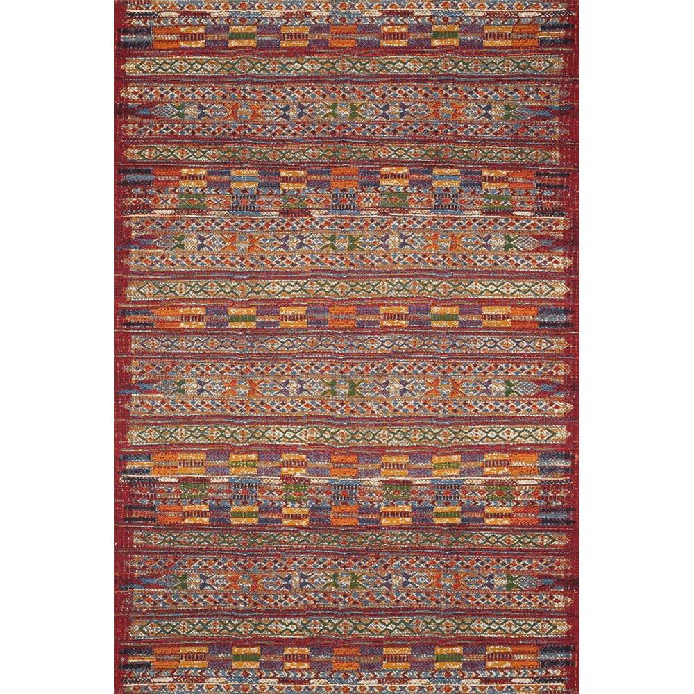 imageLoloi Mika Collection MIK08 BlueIvory IndoorOutdoor Area Rug 25quot x 4Red  Multi
