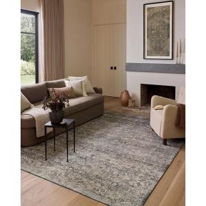 Loloi Amber Lewis Josie Collection JOS-02 Earth/Natural 6′-0″ x 9′-0″, .13″ Pile Height, Low Profile, Machine Washable, Area Rug(Dove / Gold)