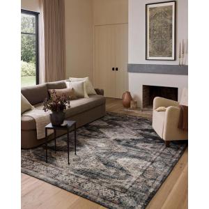 Loloi Amber Lewis Josie Collection JOS-02 Earth/Natural 6′-0″ x 9′-0″, .13″ Pile Height, Low Profile, Machine Washable, Area Rug(Ink / Earth)