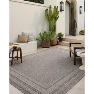Loloi Amber Lewis Topanga Collection TOP-01 Natural/Bone 7′-10″ x 10′ Indoor/Outdoor Area Rug(Natural / Teal)