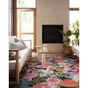 Loloi Botanical Collection BOT-05 Multi 2′-5″ x 3′-11″ Indoor/Outdoor Accent Rug(Black / Multi)