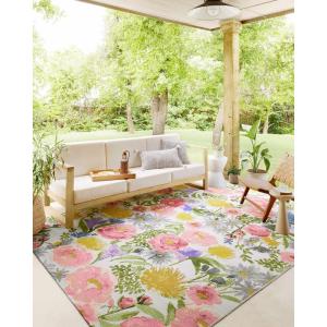 Loloi Botanical Collection BOT-05 Multi 2′-5″ x 3′-11″ Indoor/Outdoor Accent Rug(Ivory / Multi)