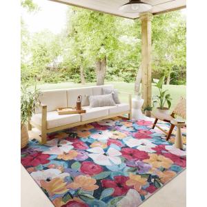 Loloi Botanical Collection BOT-05 Multi 2′-5″ x 3′-11″ Indoor/Outdoor Accent Rug(Navy / Multi)