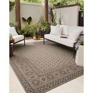 Loloi Chris Loves Julia Providence Collection PRC-06 Charcoal/Dove 2′-3″ x 3′-9″, .12″ Pile Height, Indoor/Outdoor Runner Rug(Dove / Charcoal)