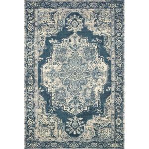 Loloi Mika Collection MIK-08 Blue/Ivory, Indoor/Outdoor Area Rug 2′-5″ x 4′(Dk Blue / Dk Blue)