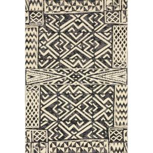 Loloi Mika Collection MIK-08 Blue/Ivory, Indoor/Outdoor Area Rug 2′-5″ x 4′(Ivory / Black)