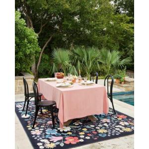 Loloi Rifle Paper Co. Perennial Collection Wildflower PRN-03 Black/Navy 6′-7″ x 9′-4″ Indoor/Outdoor Area Rug(Black / Navy)
