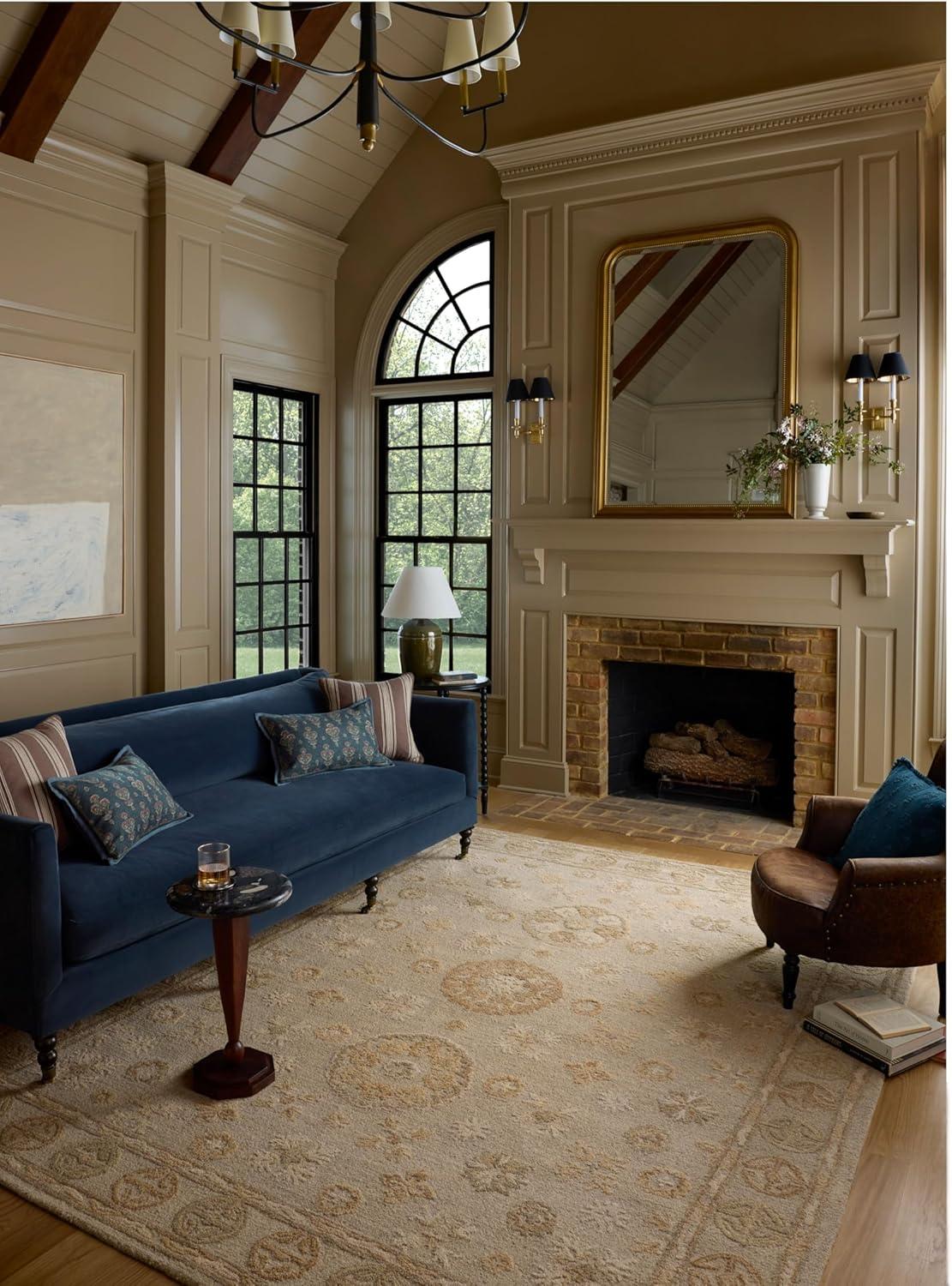 imageLoloi Chris Loves Julia Dorothea Collection DRT01 SandPebble 86quot x 116quot Area Rug Wool Neutral Floral Living Room Bedroom CarpetDove Natural