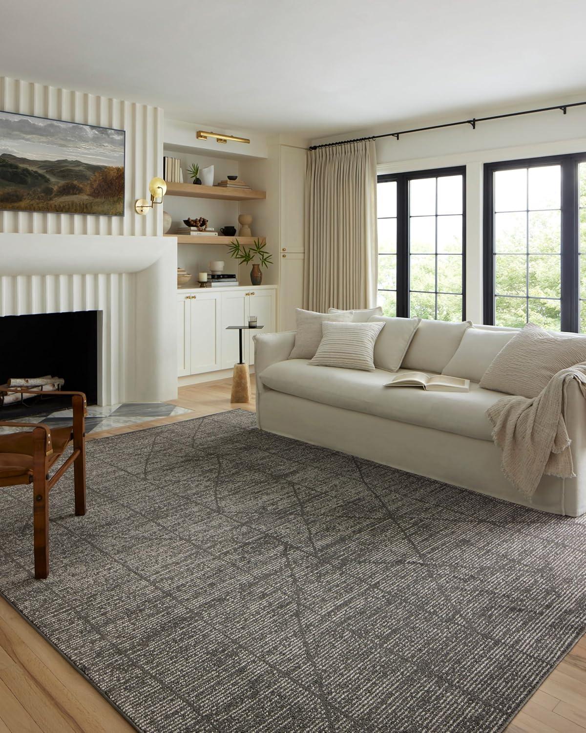 imageLoloi Kamala Collection KAM05 GreyMulti 53quot x 79quot Area RugCharcoal Ivory