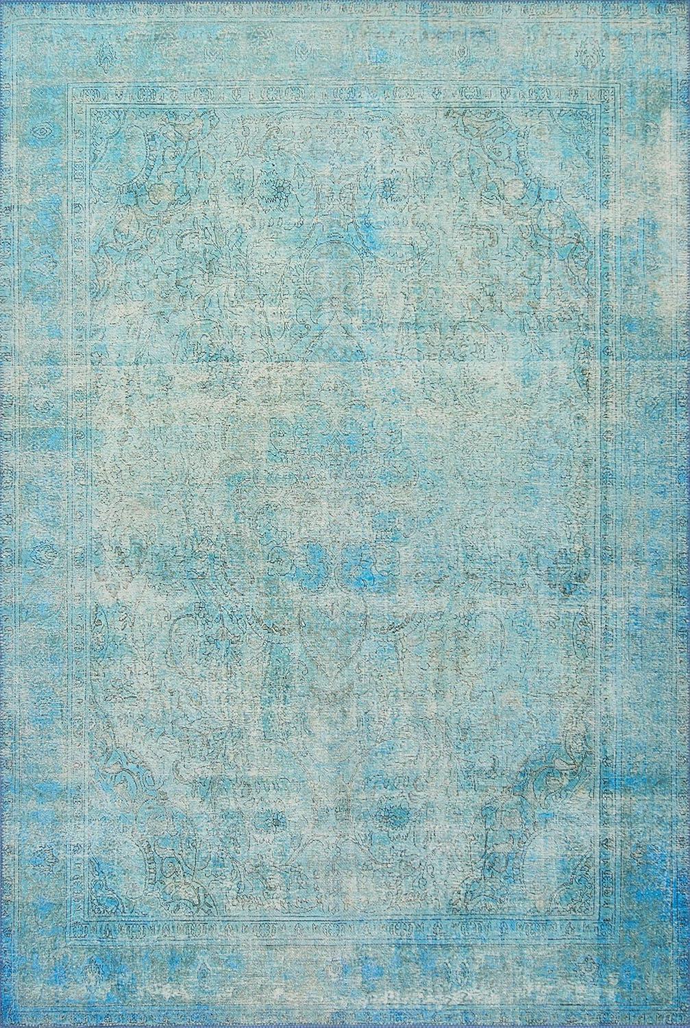 imageLoloi Loren Collection LQ03 SandTaupe 84quot x 116quot Area RugAqua
