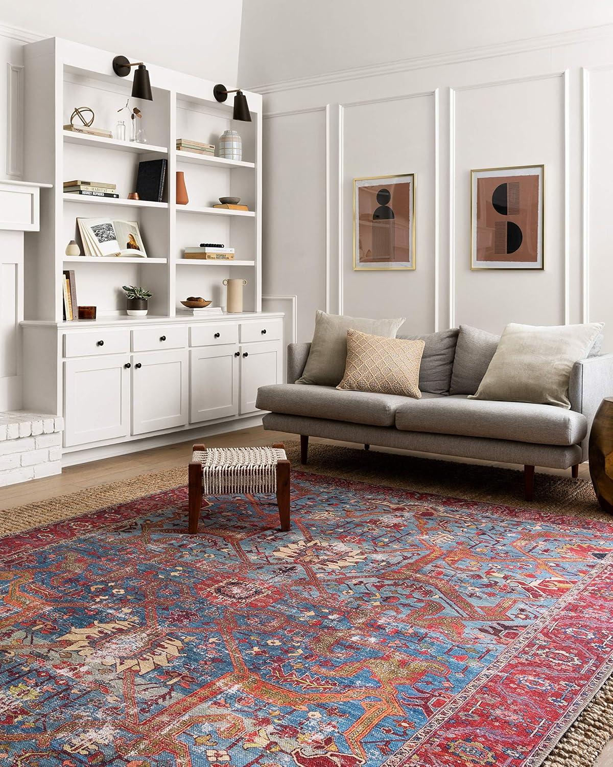 imageLoloi Loren Collection LQ03 SandTaupe 84quot x 116quot Area RugBlue Red