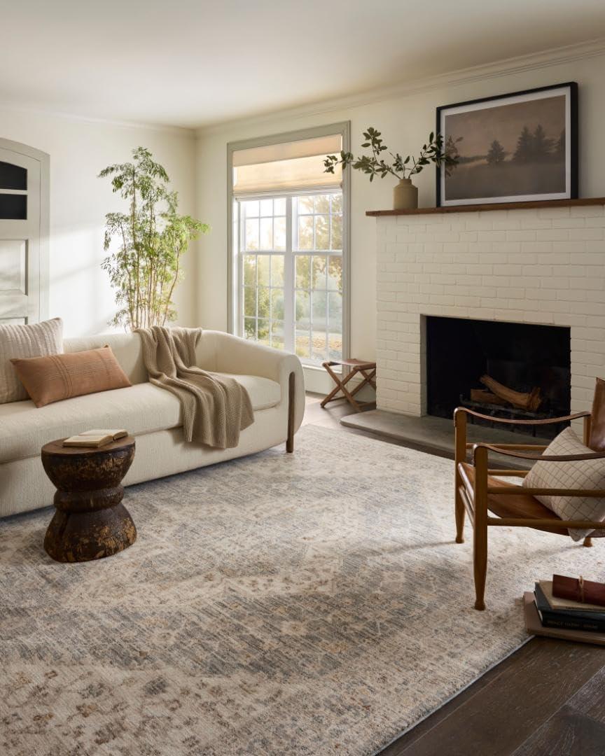 imageLoloi Magnolia Home by Joanna Gaines Junie Collection JUE06 LagoonNatural 710quot x 102quot 38quot Pile Height Area RugDenim Natural
