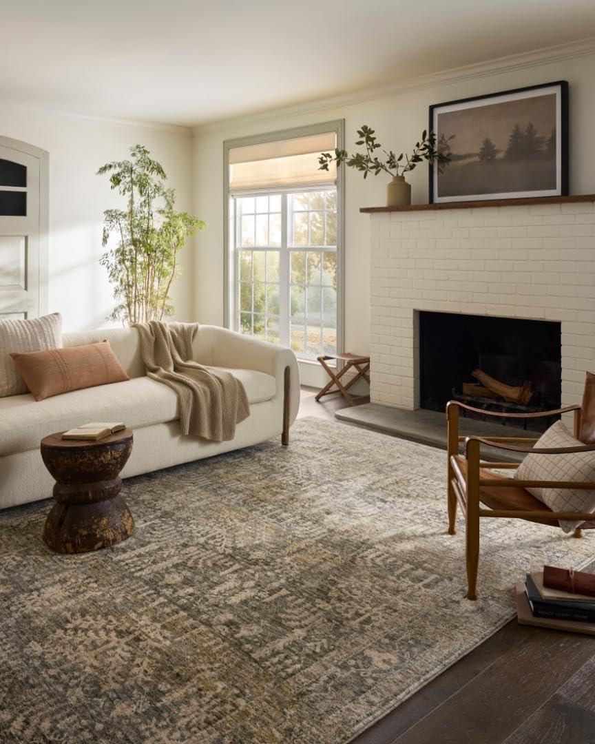 imageLoloi Magnolia Home by Joanna Gaines Junie Collection JUE06 LagoonNatural 710quot x 102quot 38quot Pile Height Area RugMoss Natural
