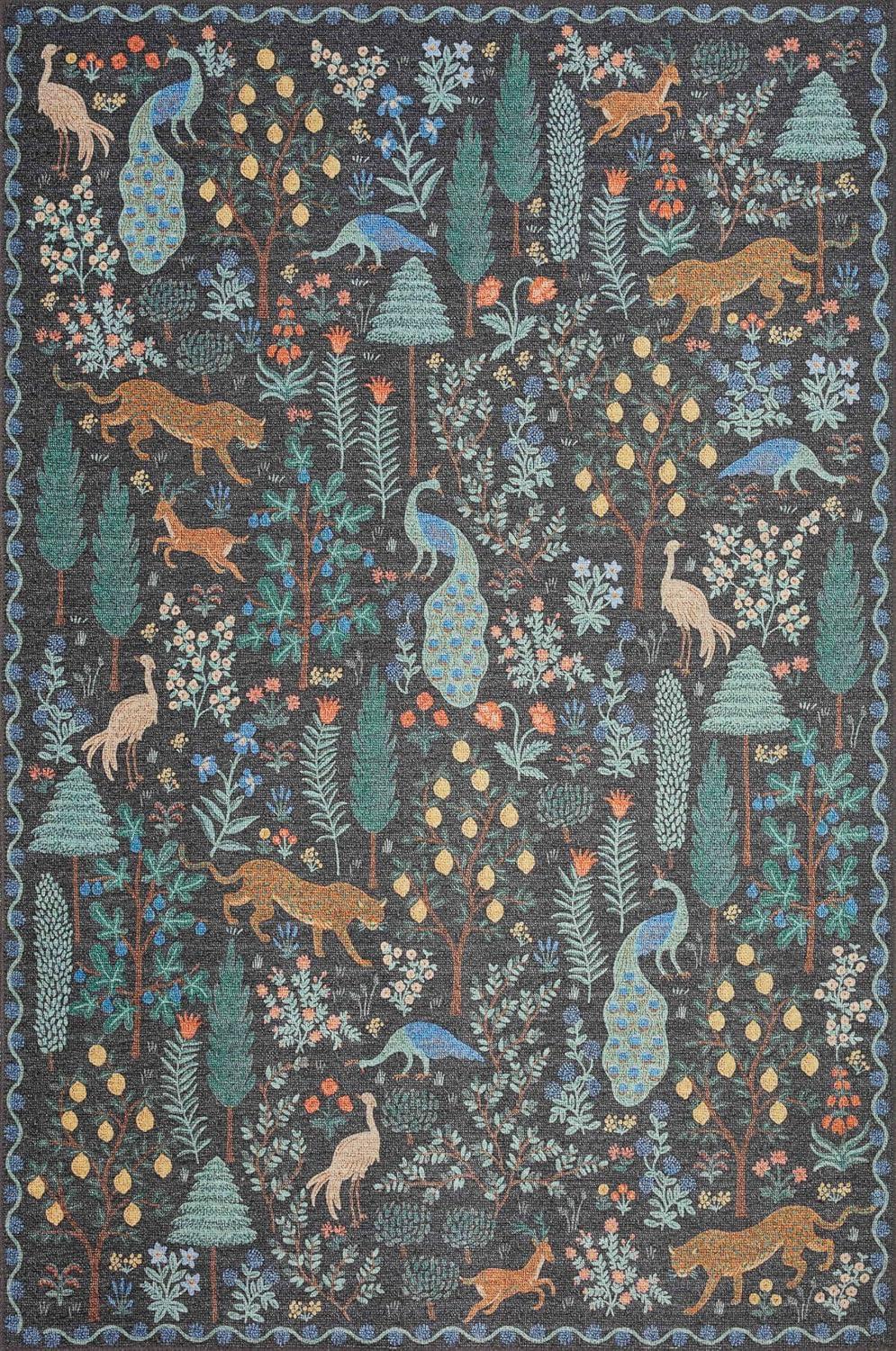 imageLoloi Rifle Paper Co Menagerie Cream 50quot x 76quot Area RugBlack