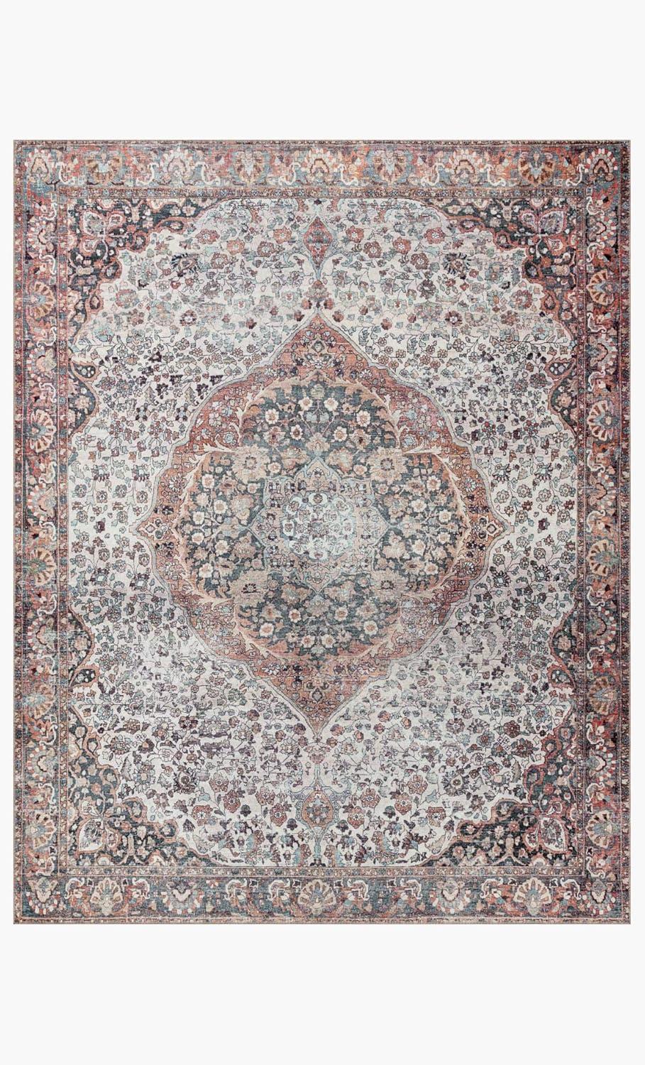 imageLoloi Wynter Collection WYN02 AuburnMulti 86quot x 116quot Area Rug 13quot Thick Area Rug Soft Durable Printed Vintage Inspired Low Pile NonShedding Easy Clean Living Room RugRed Multi