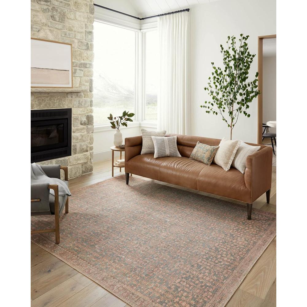 imageLoloi Angela Rose Aubrey Collection AUB04 SageBark 83quot x 113quot 19quot Pile Height Area RugBlue Terracotta