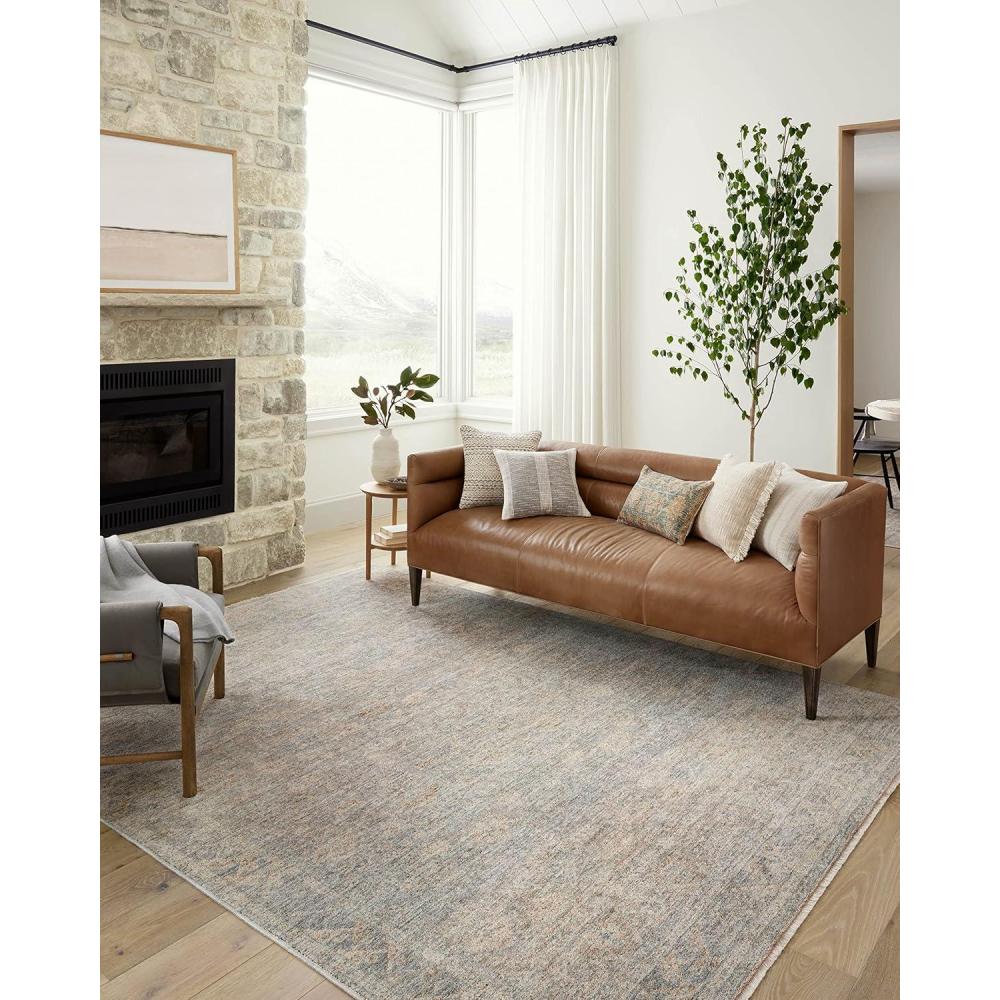 imageLoloi Angela Rose Blake Collection BLA02 OceanMocha 710quot x 102quot 25quot Pile Height Fringe Area RugSky  Beige