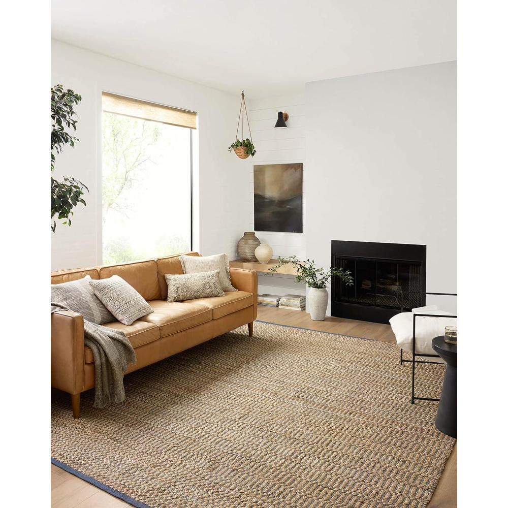 imageLoloi Angela Rose Colton Collection CON01 NaturalBlack 76 x 96 38quot Pile Height Area RugNatural Navy