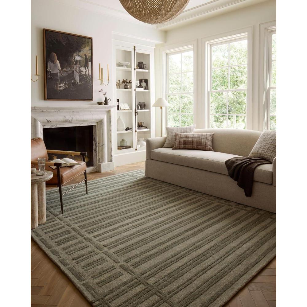 imageLoloi Chris Loves Julia Bradley Collection Ivory ampamp Grey 26quot x 76quot Runner Rug Classic Striped Area Rugs for Living Room Bedroom Entryway ampamp Hallway High Traffic Area Home Decor RugSage Olive