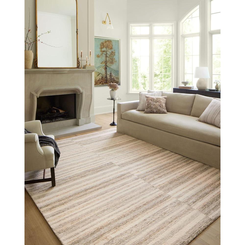 imageLoloi Chris Loves Julia Chris Collection CHR02 NaturalSage 86 x 116 50quot Pile Height Area RugIvory Clay
