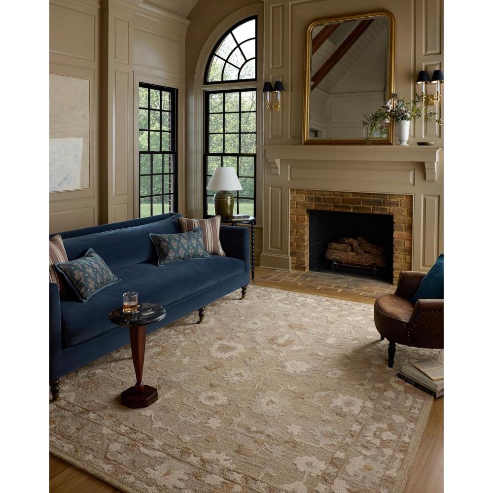 imageLoloi Chris Loves Julia Dorothea Collection DRT01 SandPebble 86quot x 116quot Area Rug Wool Neutral Floral Living Room Bedroom CarpetKhaki Dove