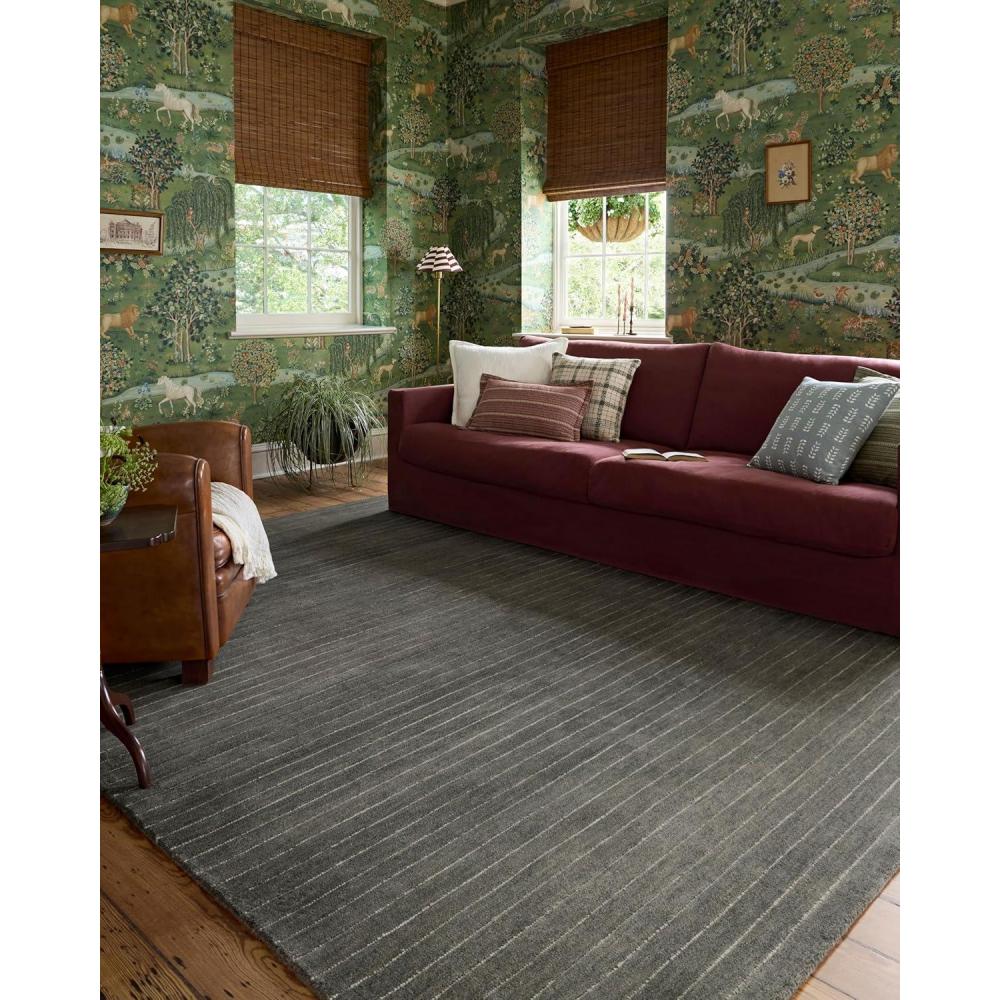 imageLoloi Chris Loves Julia Henry Collection HEY01 CharcoalIvory 36quot x 56quot 50quot Pile Height Accent RugCharcoal  Ivory