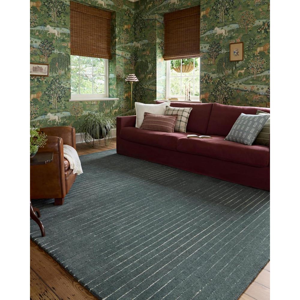 imageLoloi Chris Loves Julia Henry Collection HEY01 CharcoalIvory 36quot x 56quot 50quot Pile Height Accent RugDenim  Ivory