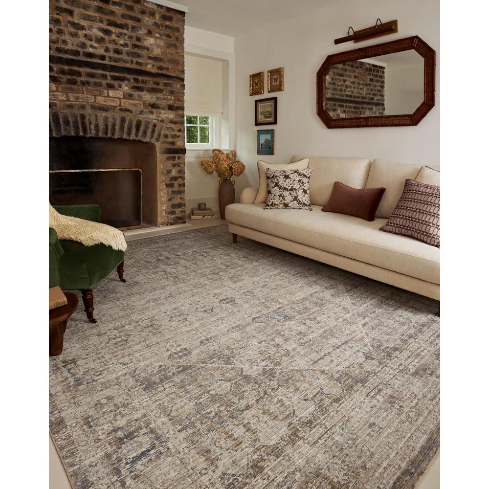 imageLoloi Chris Loves Julia Ida Collection IDA01 TaupeMulti 93quot x 131quot 19quot Pile Height Area RugSlate Natural