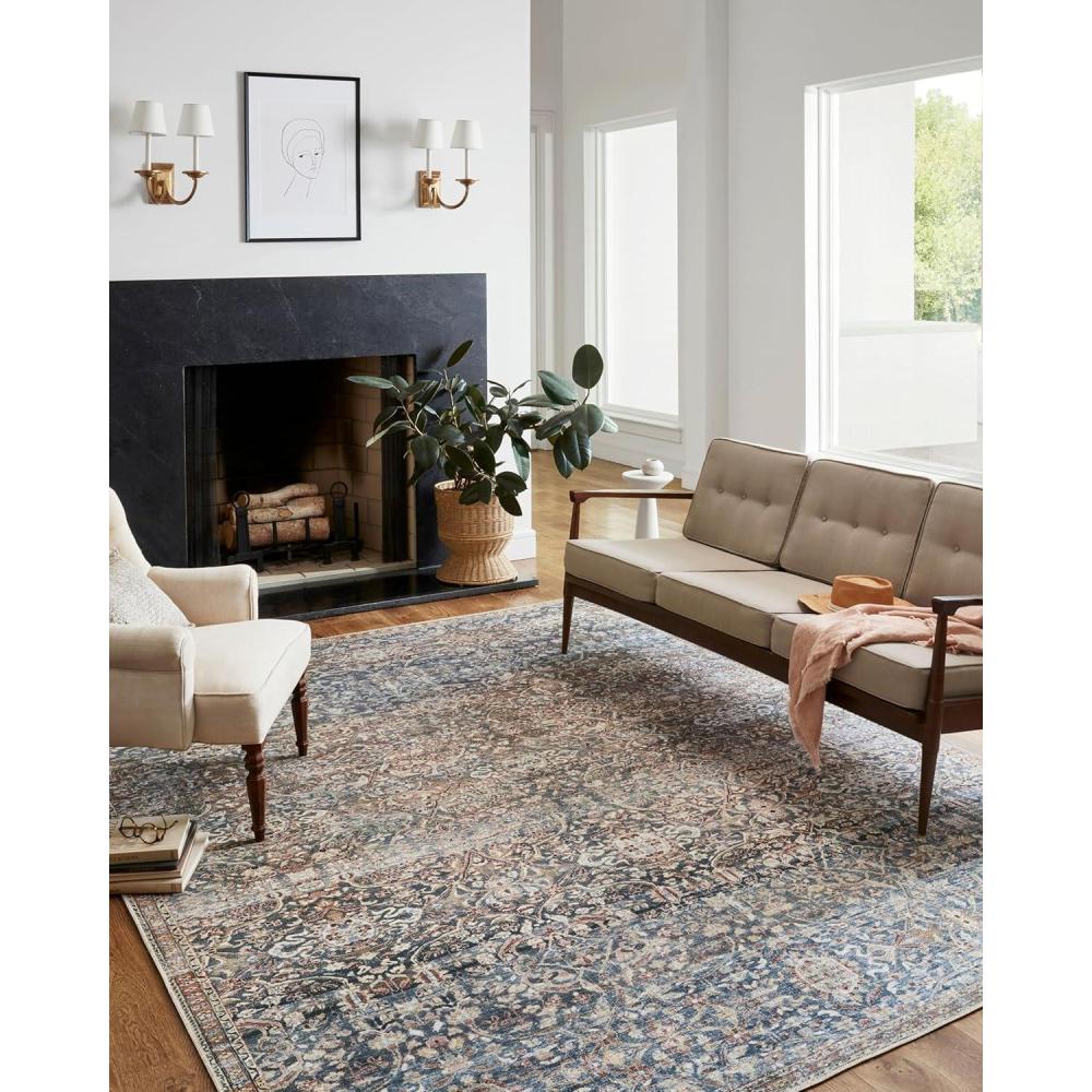 imageLoloi Chris Loves Julia Jules Collection JUL01 MerlotMulti 86quot x 116quot 13quot Pile Height Area RugDenim Spice