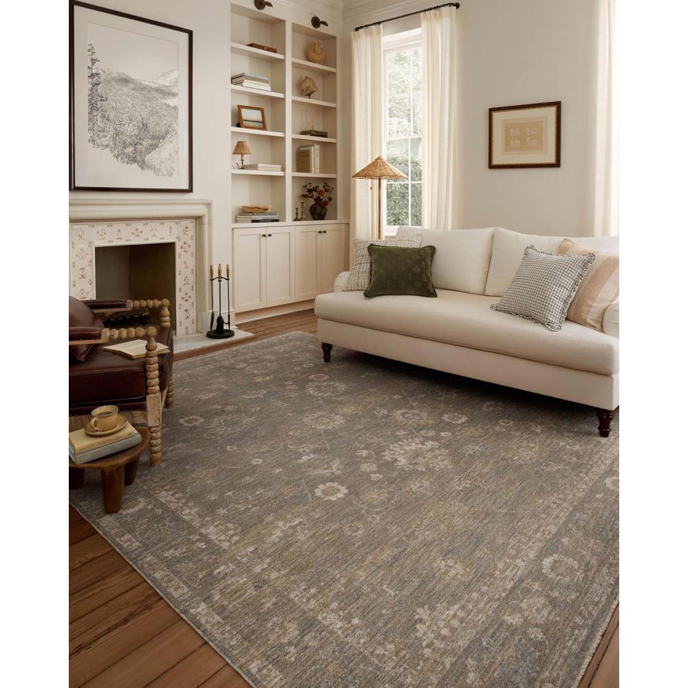 imageLoloi Chris Loves Julia Louisa Collection LOI02 OatmealSlate 710quot x 10 38quot Pile Height Area RugLagoon  Ivory