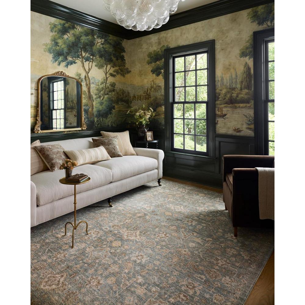 imageLoloi Chris Loves Julia Palma Collection PLM01 BarkNatural 710quot x 10 Area Rug Vintage Style Boho Living Room Bedroom CarpetBlue  Natural