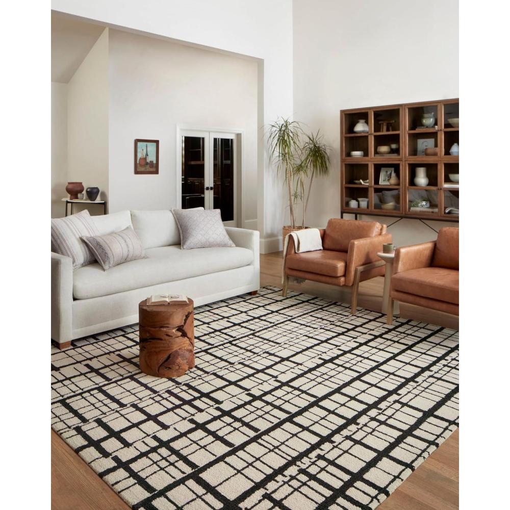 imageLoloi Chris Loves Julia Polly Collection POL05 Area Rug 79quot x 99quot SlateIvory Rectangular 038quot ThickBlack Ivory