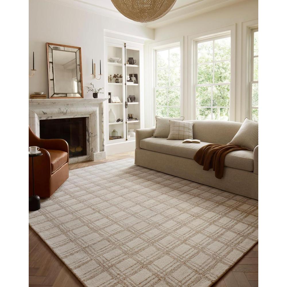 imageLoloi Chris Loves Julia Polly Collection POL05 Area Rug 79quot x 99quot SlateIvory Rectangular 038quot ThickCream Sand