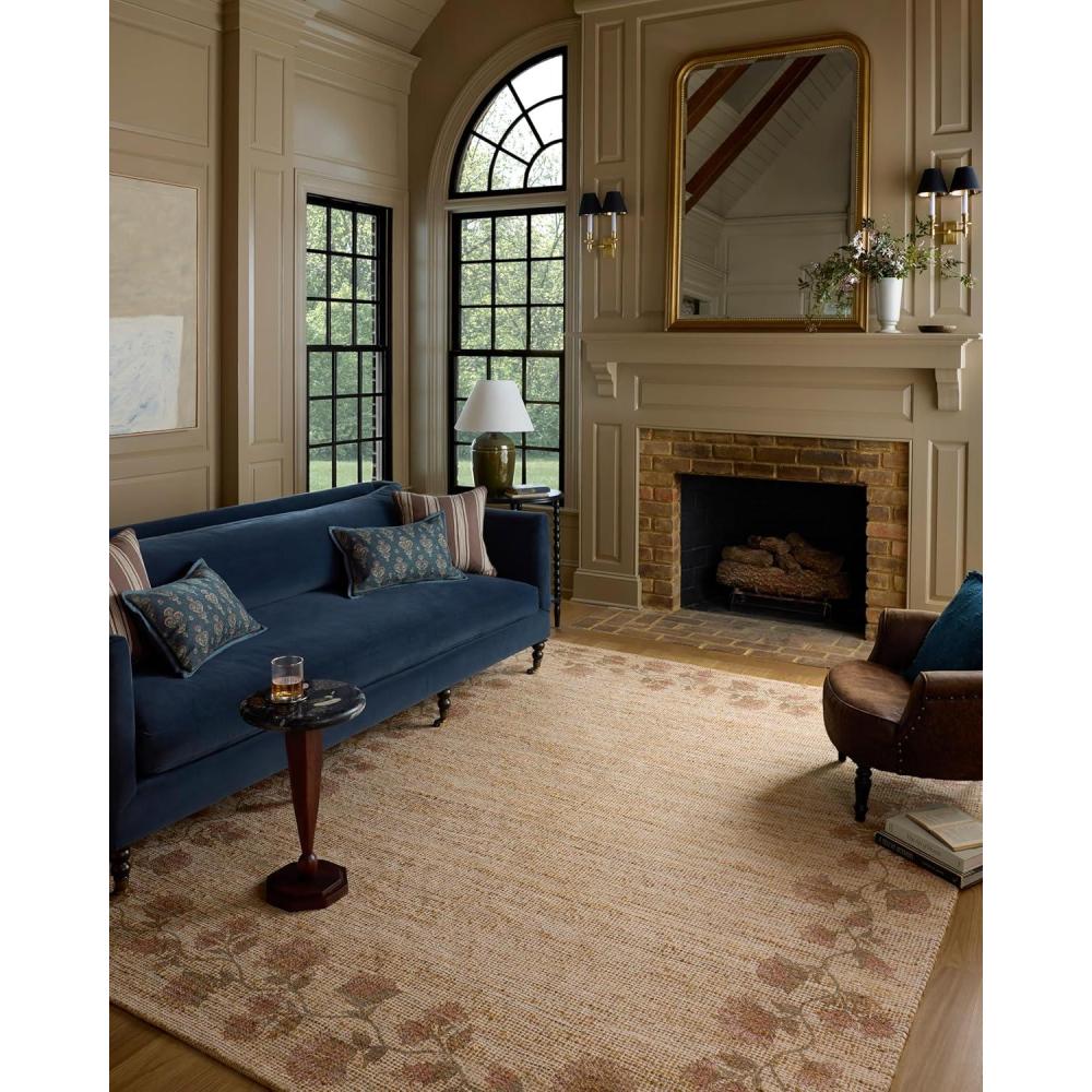 imageLoloi Chris Loves Julia Rue Collection RUE04 MossBlue 23quot x 39quot Accent Rug Jute Neutral Floral Living Room Bedroom RugNatural Multi