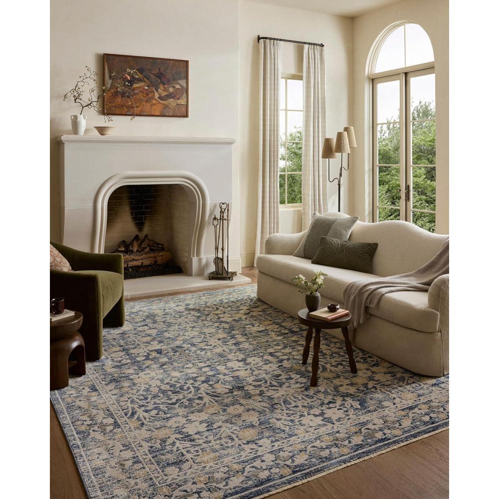 imageLoloi Clarisse Collection CLS05 OliveMulti 710quot x 102quot Fringe Area RugBlue Beige