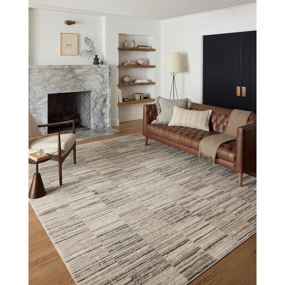 imageLoloi Darby Collection DAR07 PebbleSand 710quot x 10 Area RugCharcoal Sand