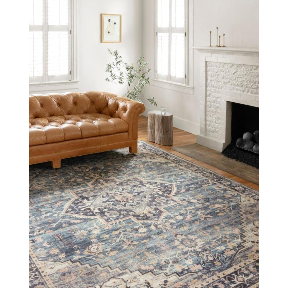 imageLoloi Hathaway Collection HTH03 JavaMulti 90quot x 120quot 25quot Thick Area Rug Soft Durable Printed Modern Low Pile NonShedding Easy Clean Living Room RugNavy Multi