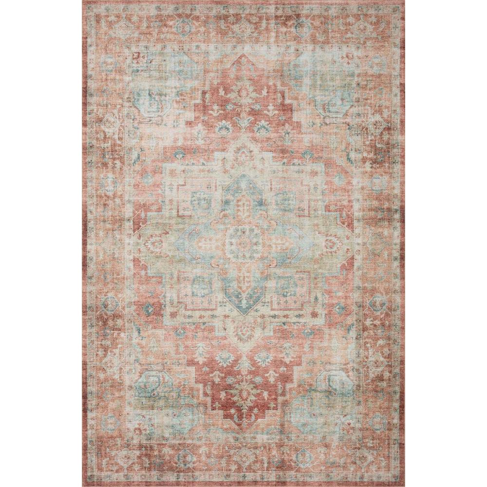 imageLoloi Heidi Collection HEI02 SageMulti 86quot x 116quot Area RugTerracotta  Aqua