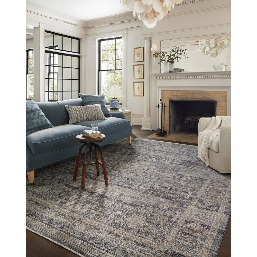 imageLoloi Jean Stoffer Katherine Collection KES05 GraphiteJade 710 x 10 25quot Pile Height Area RugMidnight  Tobacco