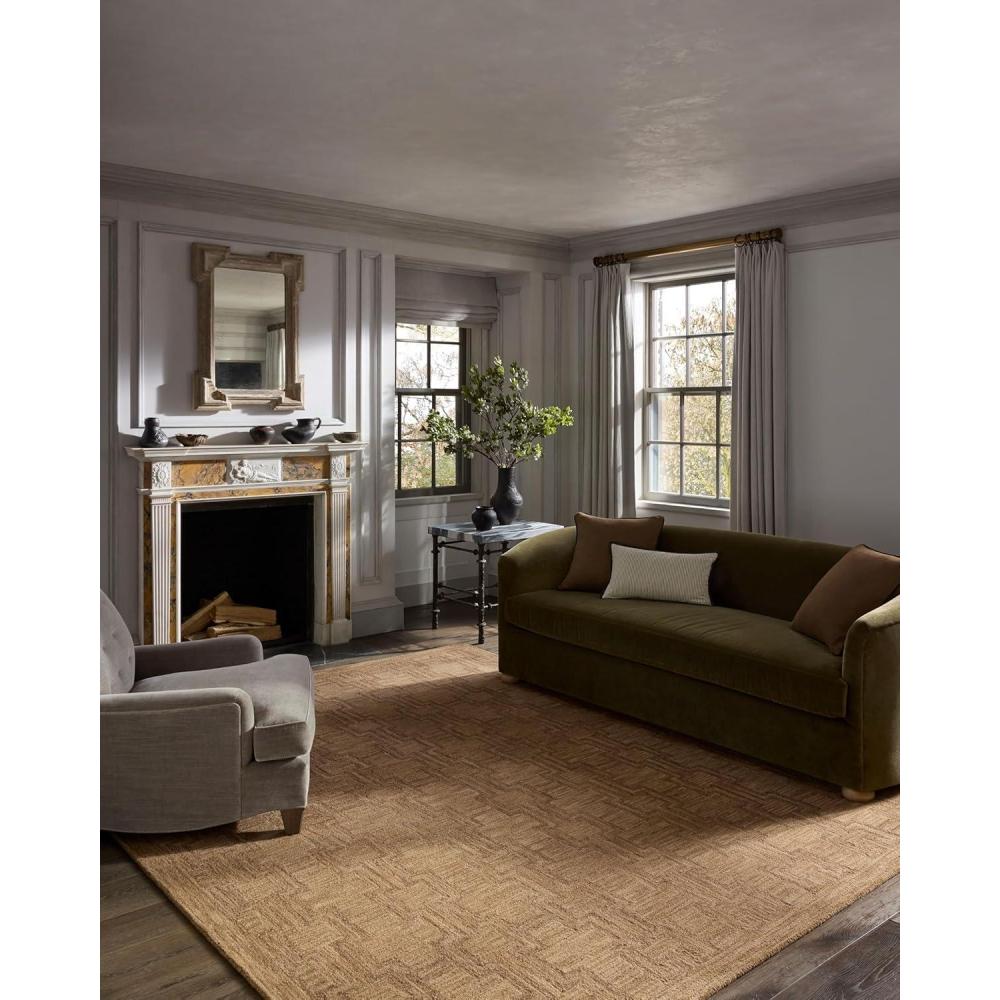 imageLoloi Jeremiah Brent Barrow Collection BAR02 MossBeige 23quot x 39quot Accent RugCamel Brown