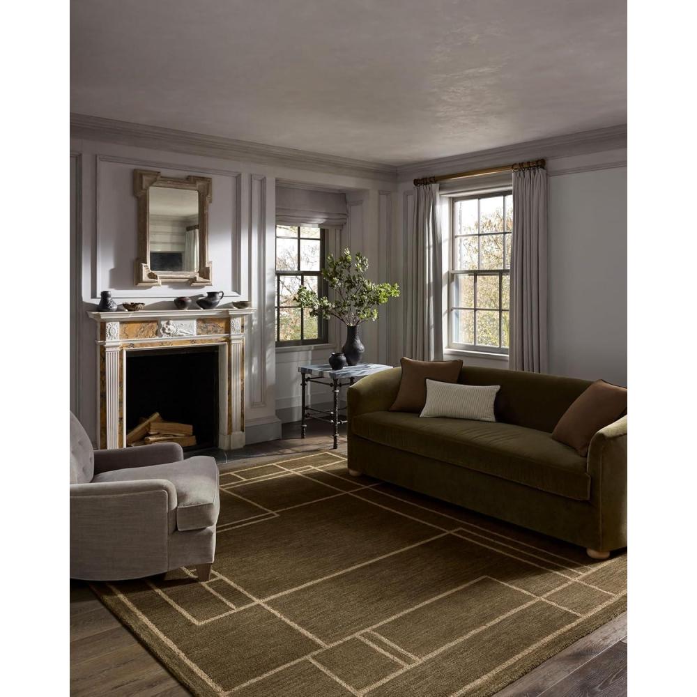 imageLoloi Jeremiah Brent Barrow Collection BAR02 MossBeige 23quot x 39quot Accent RugOlive  Natural